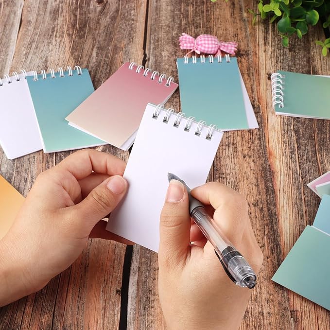 Hooqict 24 Pack Pocket Notebook Mini Notebooks Party Favors Small Spiral Notepads Mini Journal Bulk Pocket Notepad Memo Writing Pads for Classroom School Office Supplies, 3.9 x 2.4 Inches