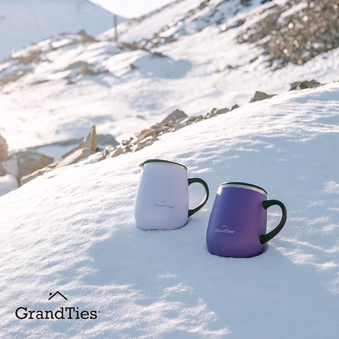 GRANDTIES Insulated Coffee Mug with Handle - Sliding Lid for Splash-Proof 16oz Wine-Glass Shape Thermal Tumbler with Double Walled Vacuum Stainless Steel to Keeps Beverages Hot or Cold-Sanctuary