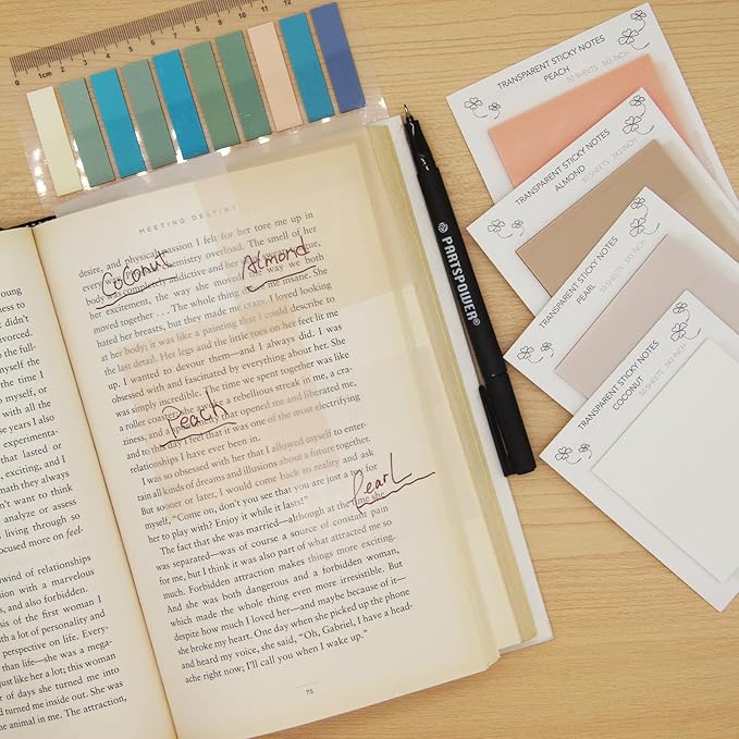Pastel Transparent Sticky Notes, 4 Packs 3X3 Inch See Through Annotating Sticky Notes for Annotating, Bible Journaling Supplies, School Office Supplies