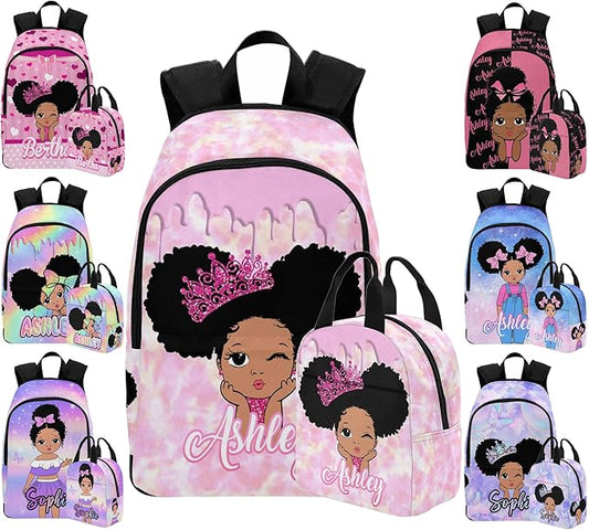 M YESCUSTOM Custom Toddler Backpack for Girls, Personalized Name Girls Bookbag Princess Backpack Elementary School Bags Travel Laptop Casual Daypacks for Kids