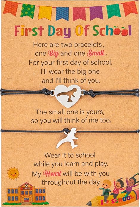 EOBOH First Day of School Bracelet Mommy and Me, Prek Matching Wish Bracelets Set, Adjustable Bracelet for Boys Girls Gifts Stuff Bulk