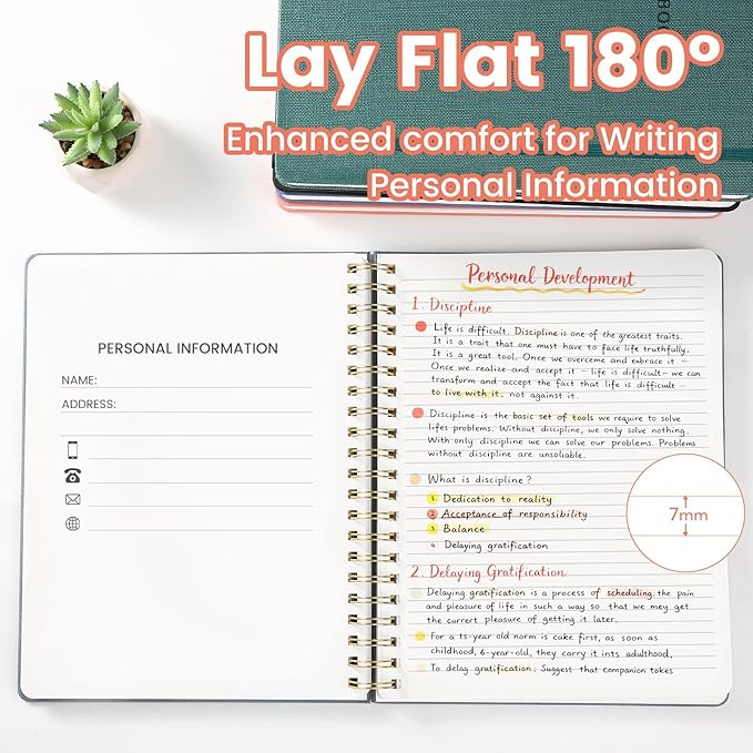 Spiral Notebook - 8.5 x 10.98 Inch Large Hard Cover Notebook with Elastic Band & Pocket, 252 Pages, Lay Flat Wirebound Journal for Work, School, Planning & Note Taking Pink