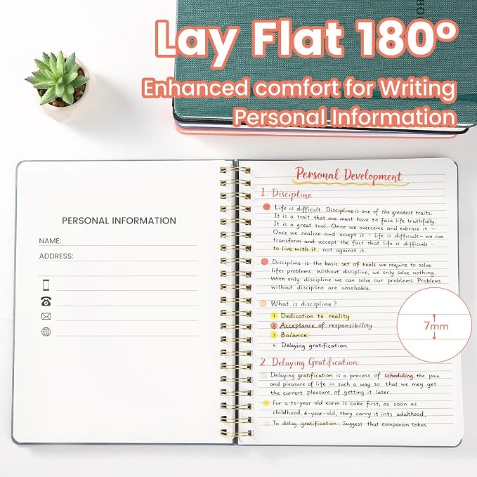 Spiral Notebook - 8.5 x 10.98 Inch Large Hard Cover Notebook with Elastic Band & Pocket, 180 Pages, Lay Flat Wirebound Journal for Work, School, Planning & Note Taking Pink