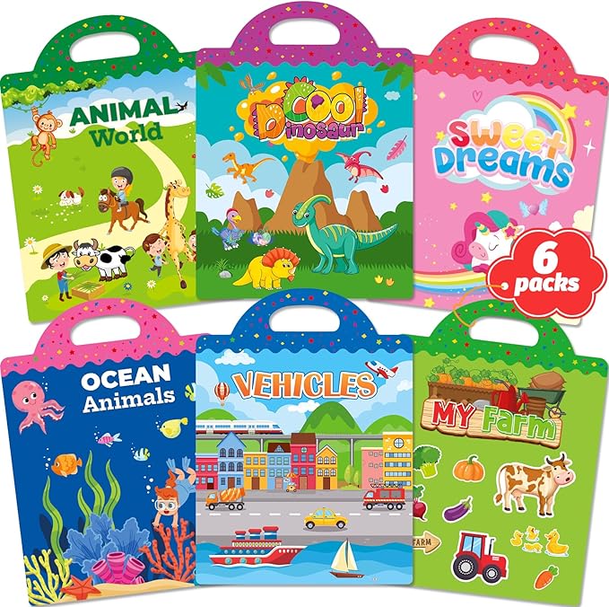 Walenced Reusable Sticker Book for Toddlers, Travel Stickers for Kids, Toddler Craft Activities Toys, Birthday Gifts for Boys & Girls