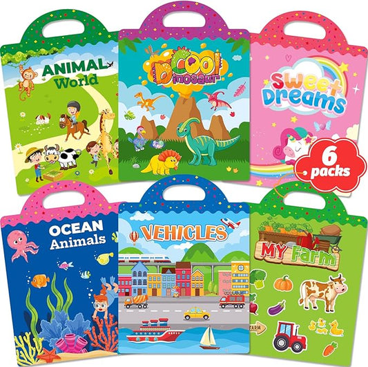 Walenced Reusable Sticker Book for Toddlers, Travel Stickers for Kids, Toddler Craft Activities Toys, Birthday Gifts for Boys & Girls