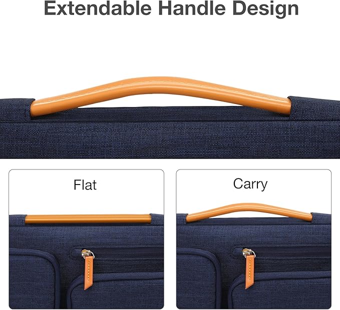 MOSISO 360 Protective Laptop Case 16 inch, 15-15.6 inch Laptop Sleeve Compatible with MacBook Pro 16, HP Acer Dell Lenovo ASUS, Side Open Carrying Case with 4 Zipper Pockets&Handle, Navy Blue