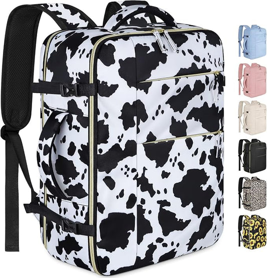 Capolo Travel Backpack for Women Men Waterproof Laptop Backpack Airlines Approved Carry On Backpack Bag Computer Bag for Business, Work, Traveling Fits 17 Inch Laptop(Cow Print)