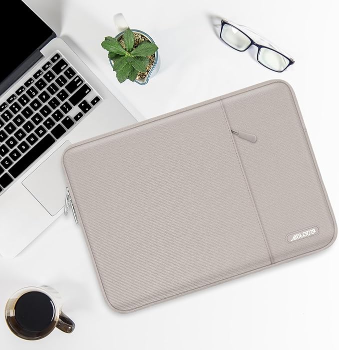 MOSISO Laptop Case 16 inch, 15-15.6 inch Laptop Sleeve Compatible with MacBook Pro 16 M5 M4 M3 M2 M1, HP Acer Dell Lenovo ASUS, Polyester Vertical Computer Sleeve Bag with Pocket, Stone Gray
