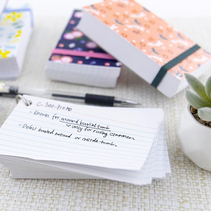 BAZIC Products Index Cards 3x5 Inches, Index Cards with Ring, Cute Floral Poly Cover, White Ruled, 100 Count, Flash Cards Notecards for Studying Learning Student School College Office, 24-Pack
