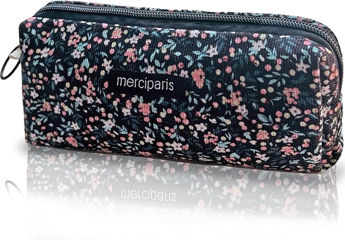 Pencil Pouch Cute Pencil Case Office Storage Bag Holder Box Organizer Aesthetic Bow Flower Pattern Makeup Pouch Cosmetic Bag for Women Girls