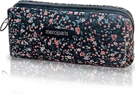 Pencil Pouch Cute Pencil Case Office Storage Bag Holder Box Organizer Aesthetic Bow Flower Pattern Makeup Pouch Cosmetic Bag for Women Girls