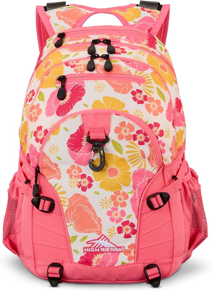 High Sierra Loop Backpack, Travel, or Work Bookbag with tablet sleeve, One Size, SURF FLORAL/PINK