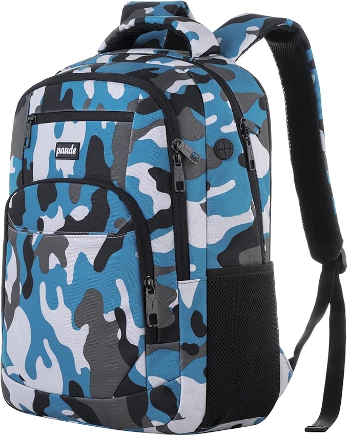 Backpack for Men,College Backpack School Bookbag for Teens,Laptop Bookbag with USB Port and Headphone Hole,Camouflage Blue