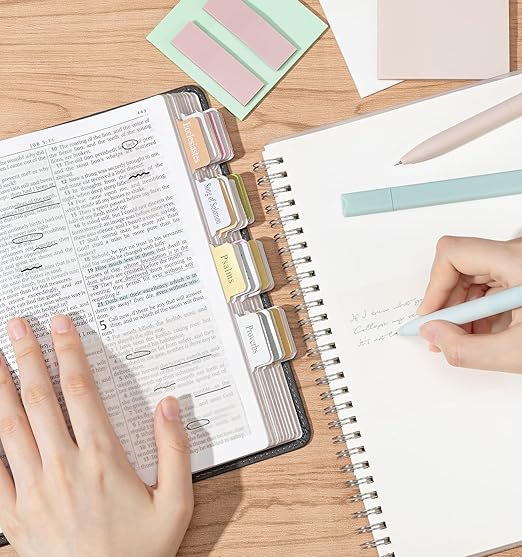 30 Pcs Bible Journaling Kit, Colored Bible Study Supplies, 12 Pastel No Bleed Highlighters and 6 Colored Pens, Transparent Sticky Notes and Bible Tabs Set and More, Book Annotation Kit for Women & Men