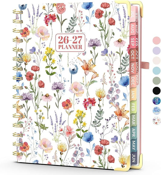 Jul 2026 - Dec 2027 Planner, Forvencer 18 Month Academic Planner 2026-2027, 6.3" x 8.4", Calendar Planner Weekly and Monthly, Daily Agenda Book, School Supplies for Student Teacher, A5, Floral Style