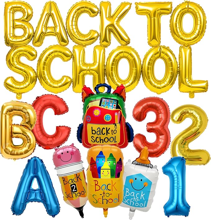Back to School Balloons, Back to School Decorations Letter Balloons Banner | Back to School Balloon with ABC 123 Pencil Backpack Crayon School Theme Decor for Classroom,Kindergarten,First Day of School