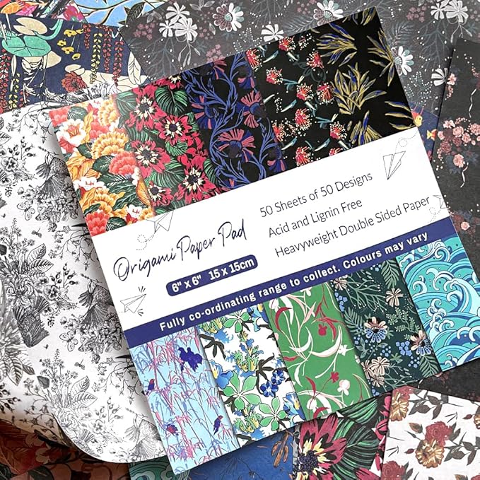 Origami Paper Kit Double Sided 100 Sheets 10 Colors 6 Inch Square Easy Fold Arts Crafts DIY Handwork Origami Papers Flowers