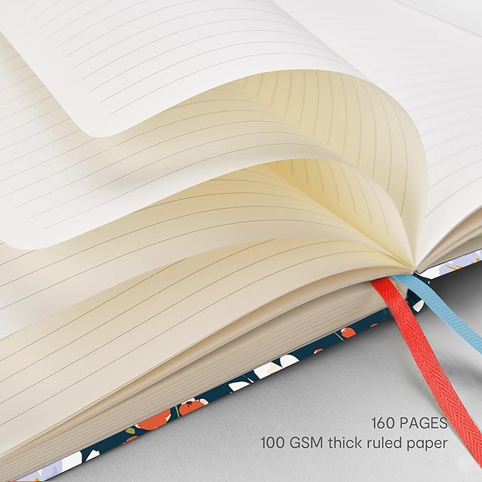 &And Per Se Lined Hardcover Notebook – A5 5.7"x8" College Ruled, 160 Pages, 100gsm Thick Paper – Aesthetic Journal for Women, Gift-Ready Planner, Everyday Writing Notebook (Garden Flowers)