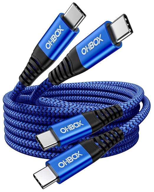 USB C to USB C Cable 60W [2Pack 3FT], USB C Fast Charging Cable for Car Durable Braided iPhone USB Type C Cable USBC to USBC Cord for iPhone 17/16/15/Pro Max/Plus, Samsung Galaxy S23 and More-Blue