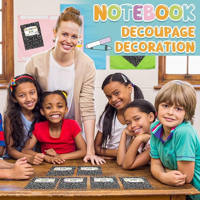 Fuutreo 72 Pcs Composition Notebook Classroom Decorations Classroom Bulletin Board Decor Bulletin Boards Cutouts Composition Cover Paper Whiteboard Decor