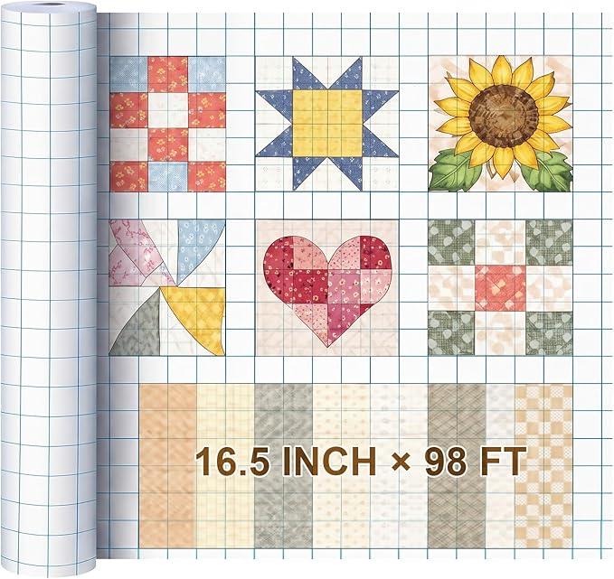 Jetec 1 Roll Large Grid Graph Paper Roll 1" Grid 16.5 Inch x 197ft Sewing Pattern Paper for Back to School Classroom Teaching Drafting Supplies Kids Students Gifts