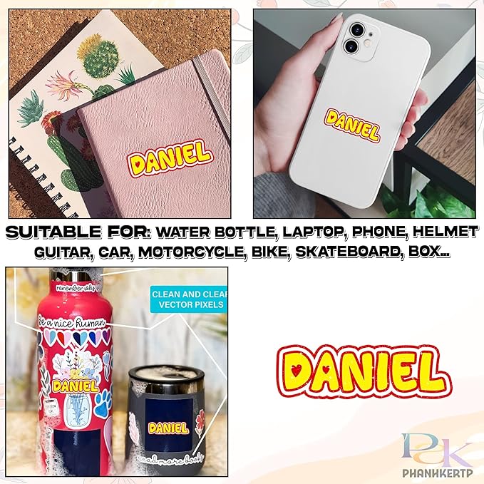 Custom Name Sticker Personalized Color Text Beautiful Glitter Vibe Decal Waterproof Die Cut Vinyl & Transparent DTF Decal for Water Bottle Laptop Car Helmet Gifts for Men Women