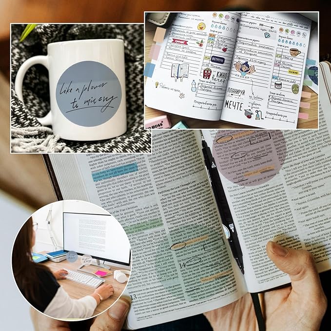 Vuzvuv 920 Sheets Transparent Round Sticky Notes with Pen, Bulk Clear Translucent Sticky Notes Set for Bible Tabs, Book Tabs, Office School Supplies