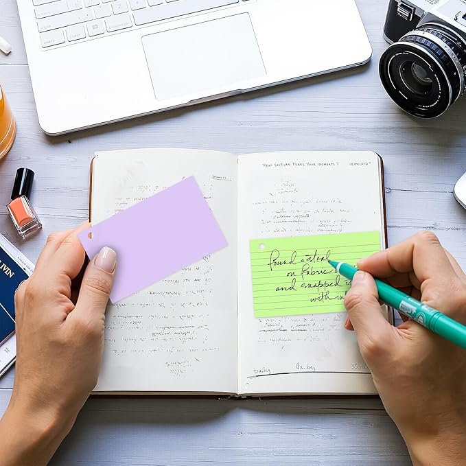 250 Count Index Cards 3x5 Inch with Key Ring, 180gsm Heavy Weight Colored Flash Cards 5 Color Assortment (50 Sheets Each) Note Taking for Students, Study Note Cards for Office School Supplies