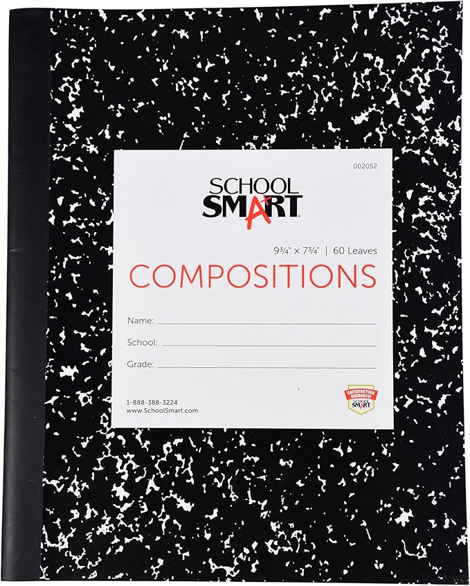 School Smart Flexible Cover Ruled Composition Book, 60 Sheets, 9-3/4 x 7-1/2 Inches