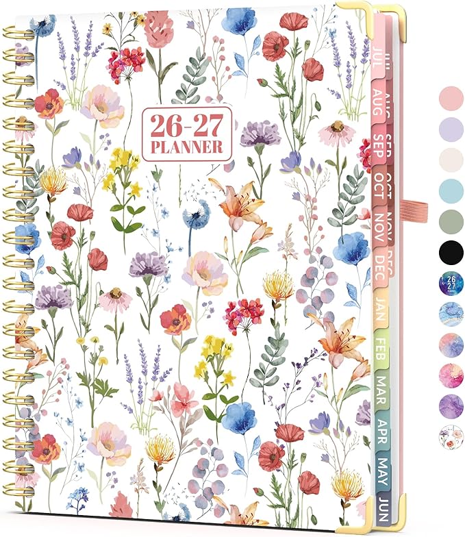Jul 2026 - Dec 2027 Planner, Forvencer 18 Month Academic Planner 2026-2027, 8.5" x 11", Calendar Planner Weekly and Monthly, Daily Agenda Book, School Supplies for Student Teacher, A4, Floral Style