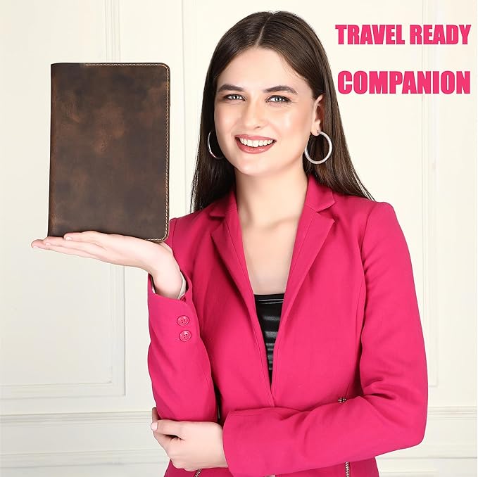 A5 Leather Journal Refillable Large Moleskine Notebook Planner Cover with pen loop