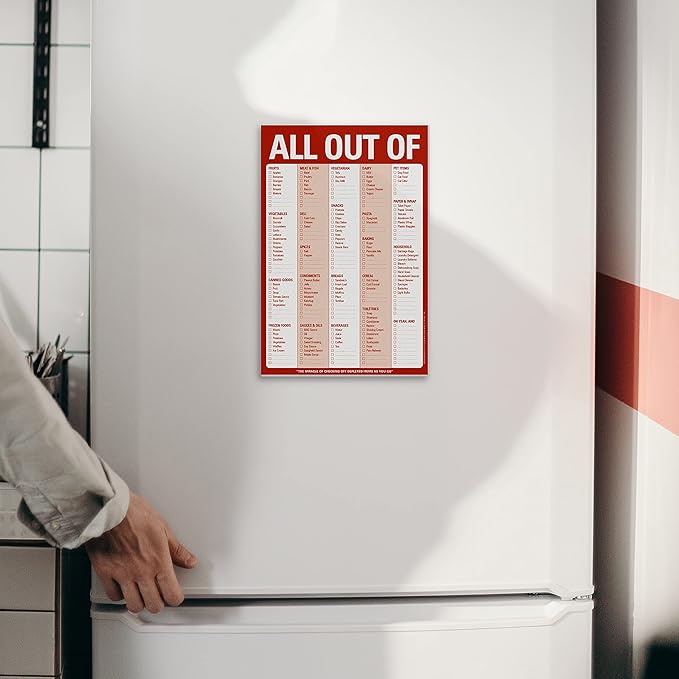 Knock Knock All Out Of Grocery List Note Pad, 6 x 9-inches (Red)