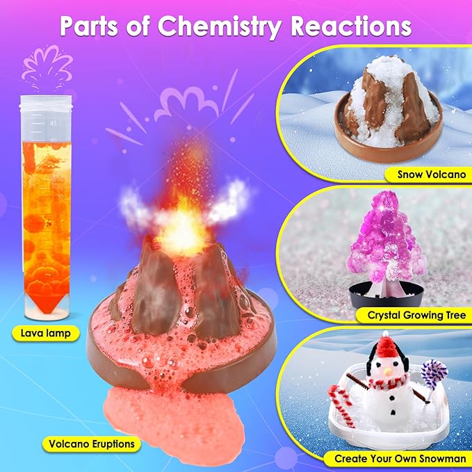 UNGLINGA Science Kits for Kids with 50 Experiments Chemistry Set, Volcano, Crystal Tree, Magic, Educational S.T.E.M Toys Birthday for Boys Girls
