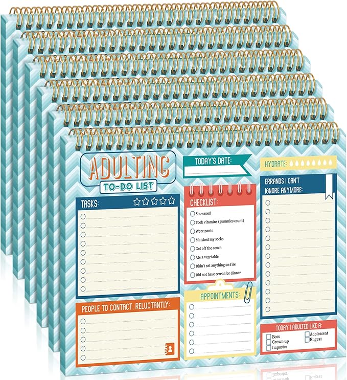 Glenmal 6 Pack to Do List Notepad Undated to Do List Notebook Daily Planner Notepad 180 Sheets for Adult Student Office School Home Supplies 7.8 x 5.2 Inch(Lively,Lively Color)