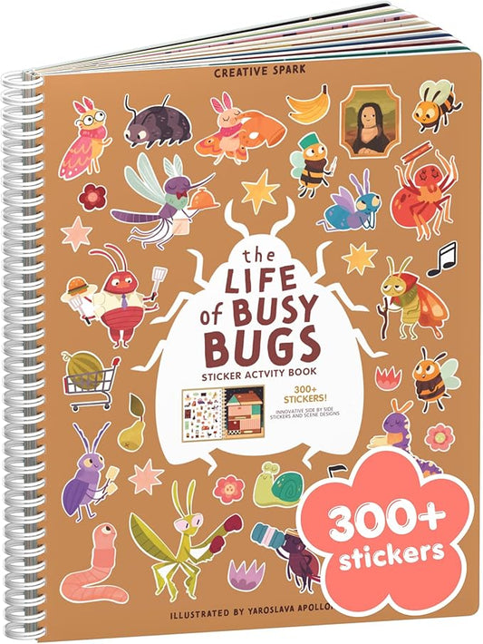 The Life of Busy Bugs 300+ Sticker Book for Girls by Cupkin Toddler Road Trip Activity Coloring + Sticker Book, Road Trip Essentials, 8 Coloring Pages + Scenes for Ages 2–8 Years