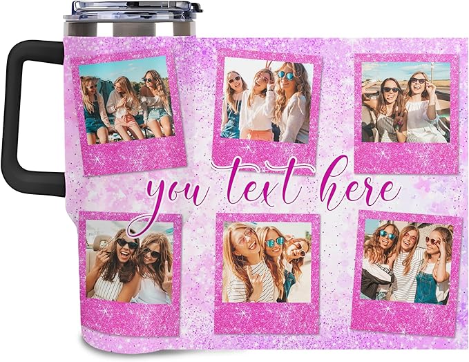 Personalized Tumbler Custom Vacuum Insulated Travel Mug Customizable Coffee Cup with Your Photos and Text Christmas Birthday Gift (40oz Design 5)
