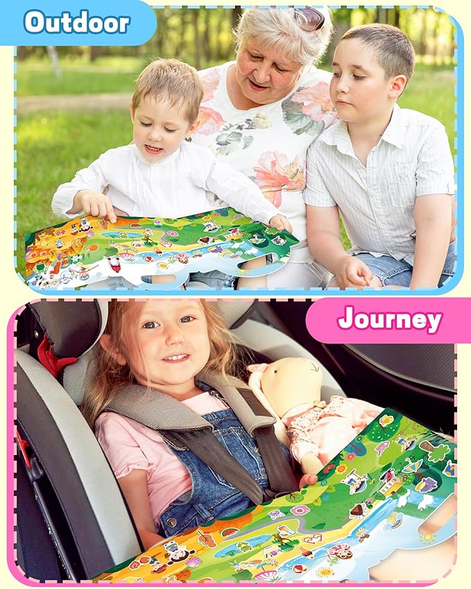 Walenced Reusable Sticker Book for Toddlers, Travel Stickers for Kids, Toddler Craft Activities Toys, Birthday Gifts for Boys & Girls