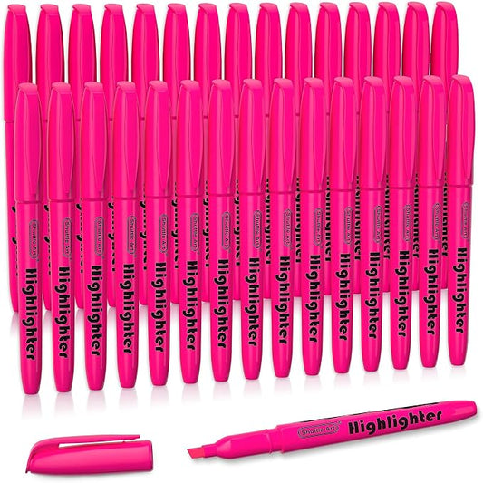 Shuttle Art Highlighters, 30 Pack Highlighters Bright Colors, Pink Colors Chisel Tip Dry-Quickly Non-Toxic Highlighter markers for Adults Students Teachers Highlighting in the Home School Office