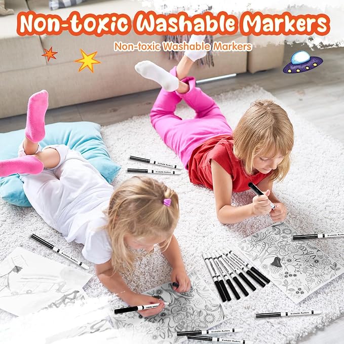120 Count Line Washable Markers Bulk Black Washable Markers Black Fine Tip Pens Set for Kids Art School Supplies, Classroom Bulk Pack Teacher Classroom Must Have