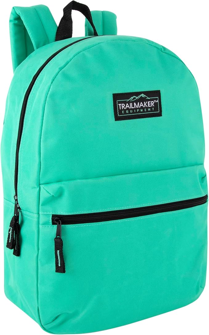 Trail maker 24 Pack- Classic 17 Inch Backpacks in Bulk Wholesale Back Packs for Boys and Girls (Assorted 12 Colors Pack)