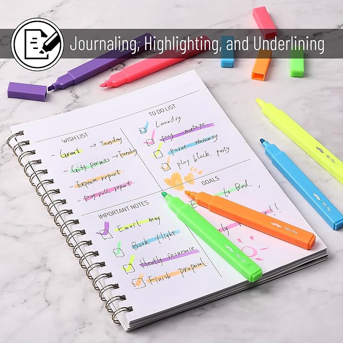 Mr. Pen- Aesthetic Highlighters No Bleed, 6 Pack, Assorted Colors | Chisel Tip, Cute Highlighters Assorted Colors for Journaling, Highlighting, Underlining, Fast Dry, Back to School Supplies
