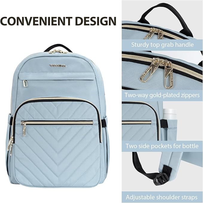 VANKEAN 15.6 Inch Laptop Backpack for Women Large Capacity Waterproof | Waterproof Backpacks Stylish Travel Bags Casual Daypacks for College, Business