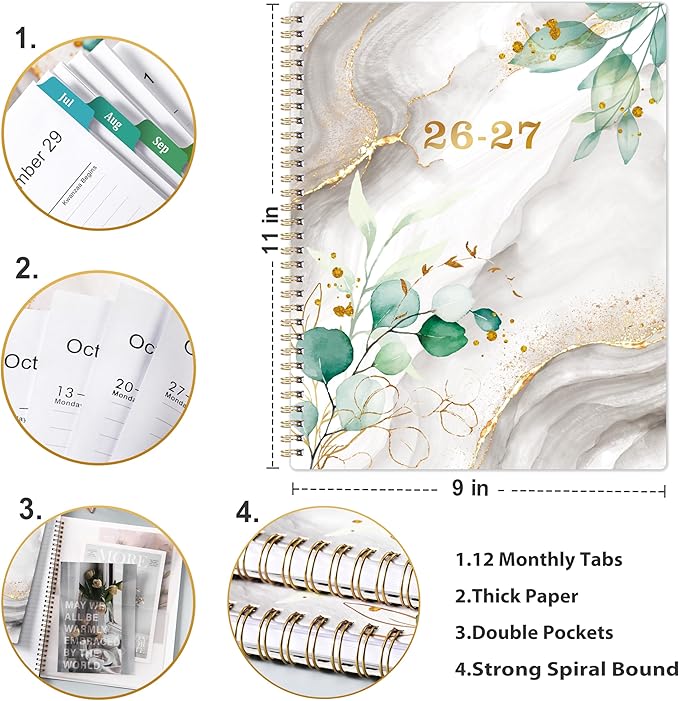 2026-2027 Planner - Academic 2026-2027 Planner, July 2026-June 2027, Weekly and Monthly Planner with 12 Month, 8.5" x 11", with Colorful Tabs, Inner Pocket