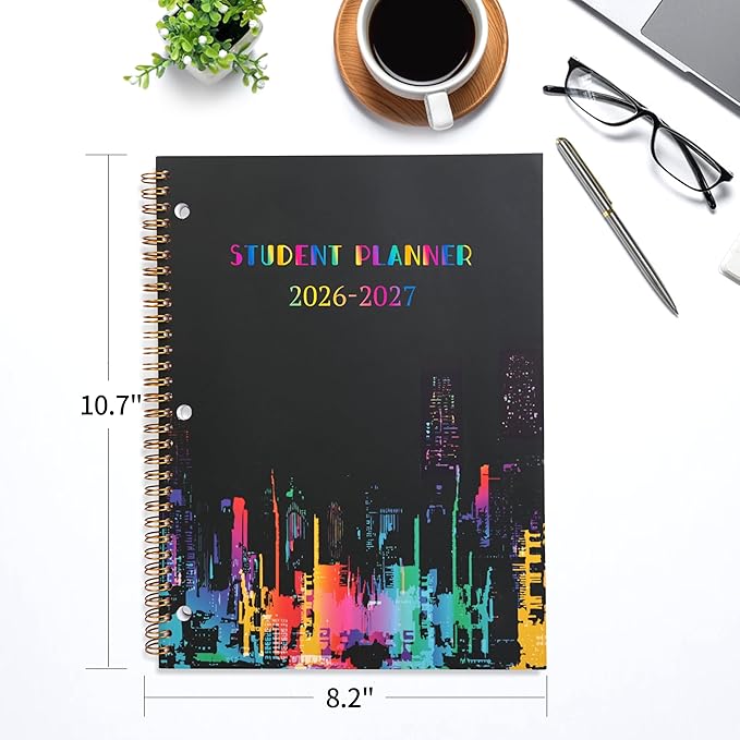 Student Planner 2026-2027 Monthly & Weekly School Planner 2026-2027 Student Planners Academic Year for Middle and High School, Aug 2026 - Jun 2027, 8.2" x 10.7", Academic Planners with Stickers & 3-Hole Punched - Multi