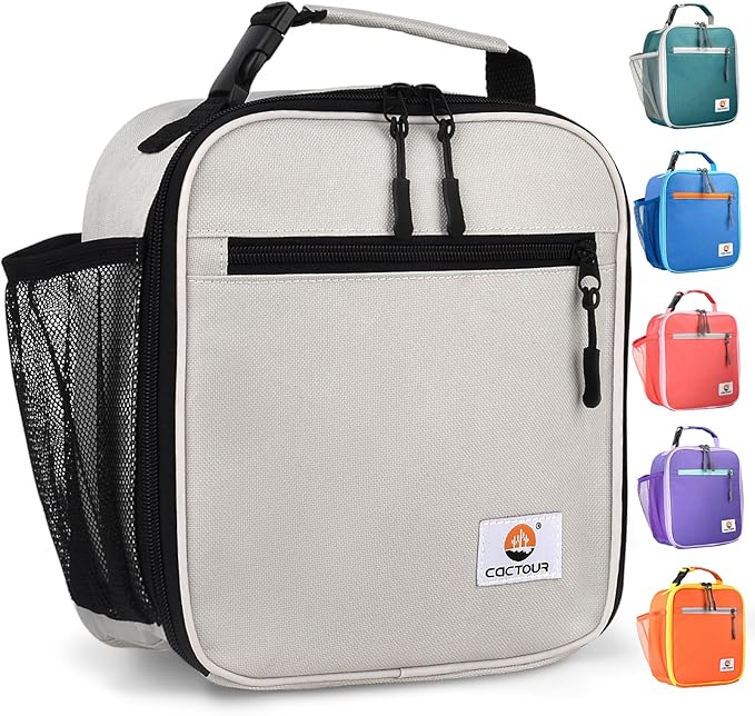 CaCTOUR Lunch Box Kids,Premium Insulated Lunch Bag for Girls Boys,Soft Bag Mini Cooler Back to School Thermal Reusable Lunch Bag for Work School Picnic (Gray)