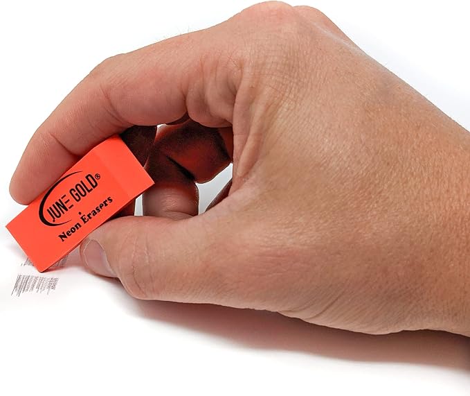 June Gold 28 Neon Colored Rubber Erasers