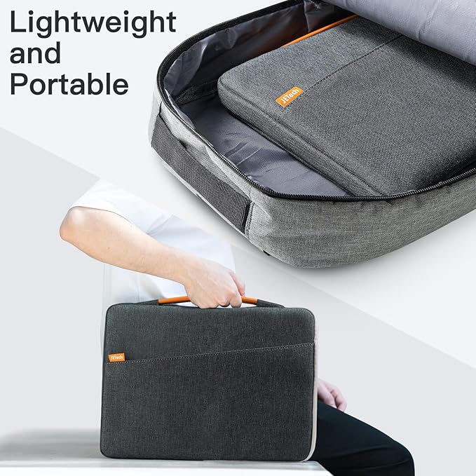 JETech Laptop Sleeve for MacBook Neo (A18 Pro), 13-14Inch MacBook Air/Pro (M1-M5, 2020-2026), Waterproof Bag with Portable Handle and Pocket, Compatible with 13-13.6 Inch Notebook (Dark Grey)