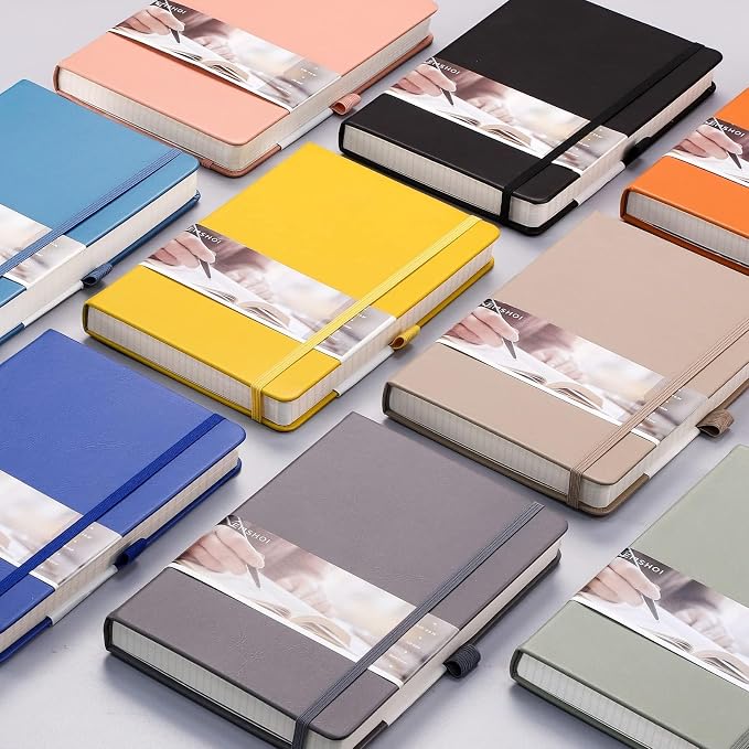 EMSHOI Lined Journal Notebook, 256 Numbered Pages, A5 Size (5.7'' x 8.3'')