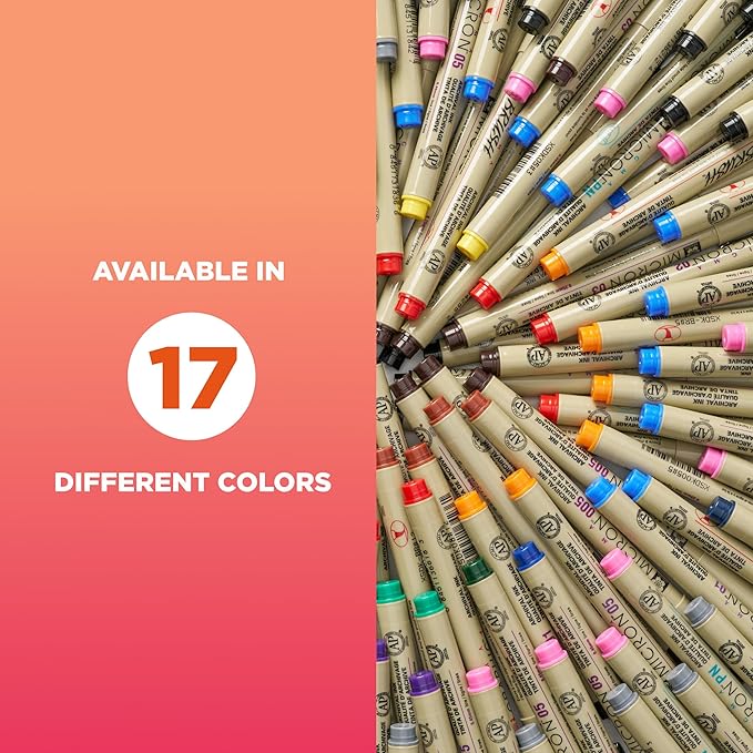 SAKURA Pigma Micron Fineliner Pens, 03 Tip Size, Archival Ass't Colors, 6 PK 50049