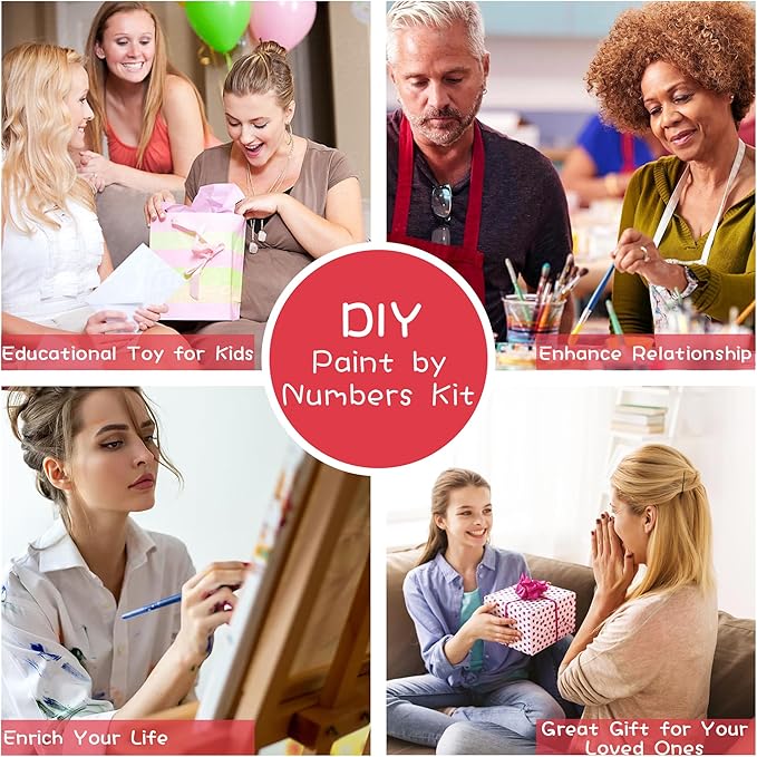 SKRYUIE Paint by Numbers Kit for Adults Beginner African American, Acrylic Oil Painting by Numbers Kits with AcrylicArt Crafts Canvas for Home Decor 16x20 inch / 40x50 cm B17510